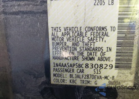 2011 Nissan Maxima 3.5 Sv из США, поврежденный, VIN 1N4AA5AP5BC830829